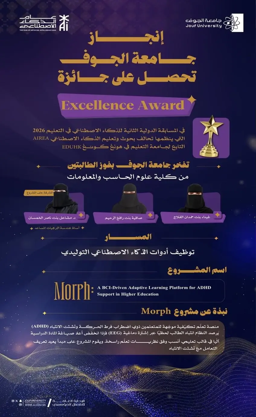 طالبتان من جامعة الجوف يحرزن تتويجا استثنائيا في مسابقة الذكاء الاصطناعي في هونغ كونغ